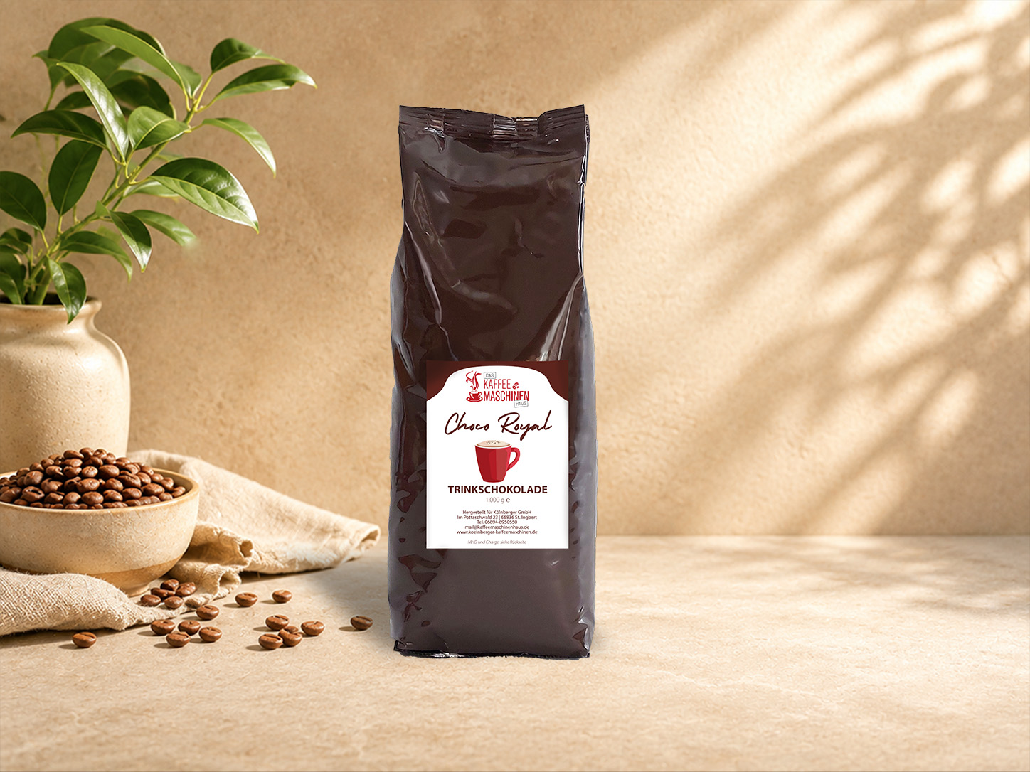 Kaffeemaschinenhaus Choco Royal. Bild mit Hilfe von KI generiert.